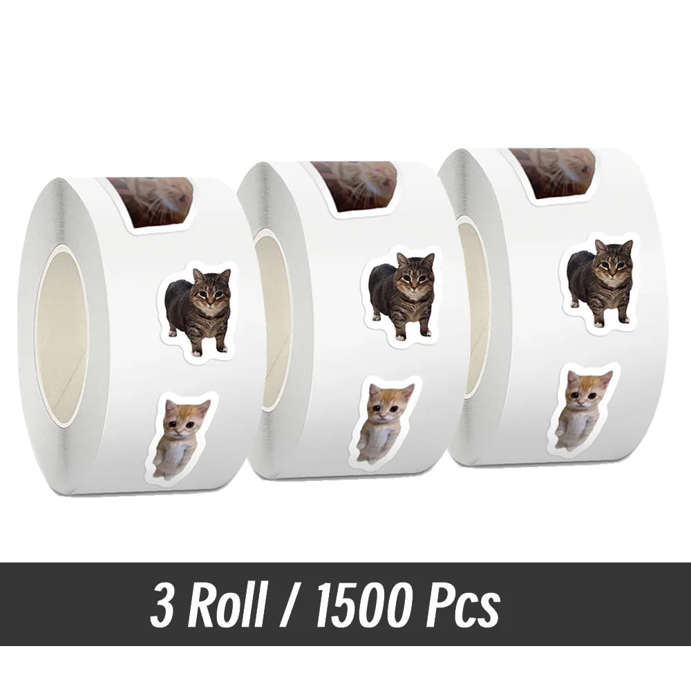 500pcs/roll Cartoon Meme Cat Stickers For School Reward Stickers Classroom Decoration Encouragement Sticker For Student Teacher
