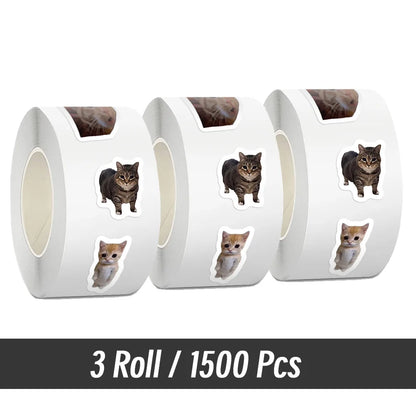 500pcs/roll Cartoon Meme Cat Stickers For School Reward Stickers Classroom Decoration Encouragement Sticker For Student Teacher