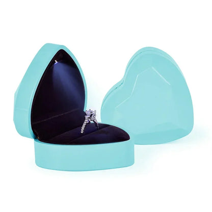 Heart Shaped Jewelry Box with LED Light for Ring & Proposal
