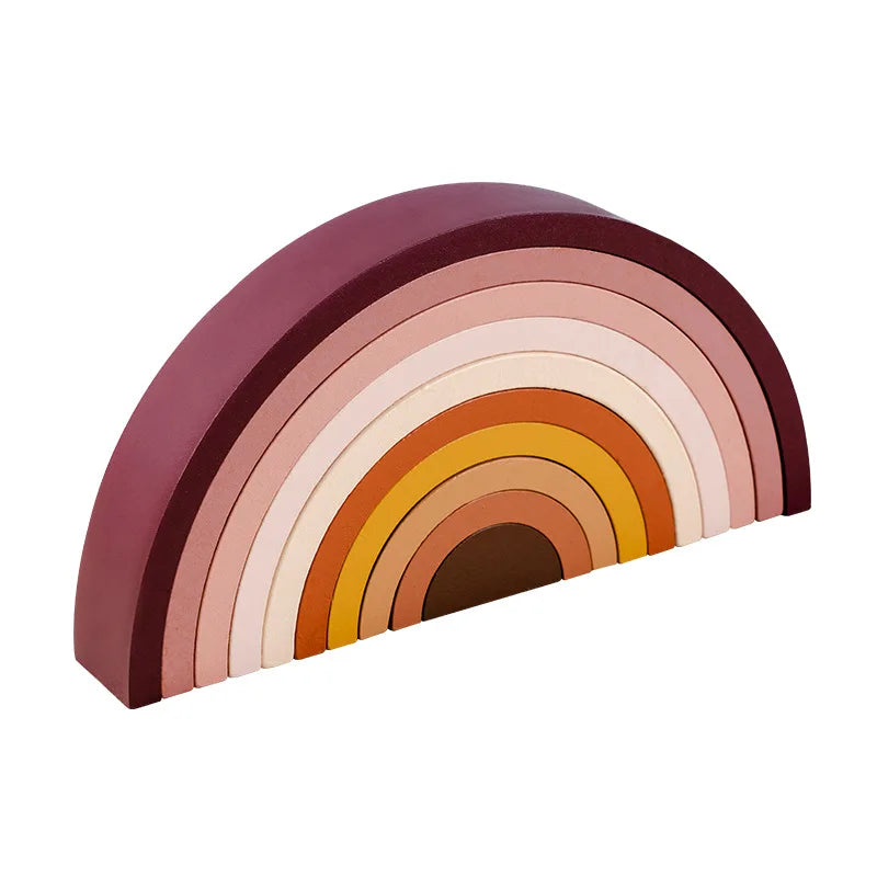 Wooden Rainbow Building Blocks – Montessori Stacking Balance Toy