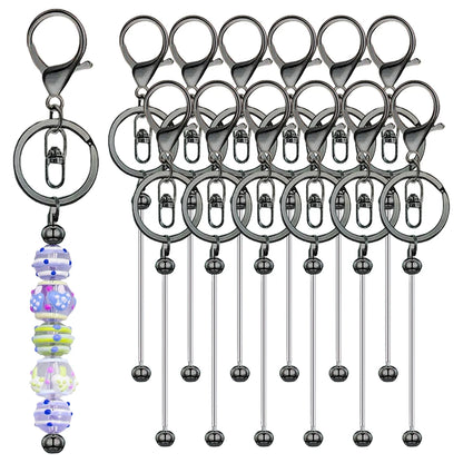 Beadable Keychain Bars Metal DIY Keychain Blanks for Beads 6-30pcs