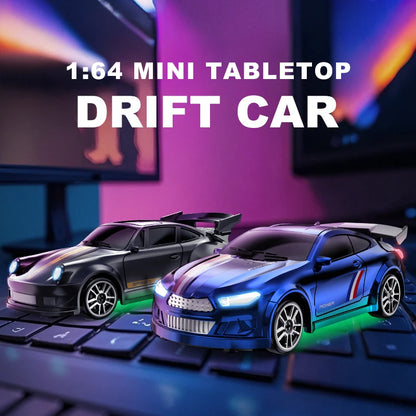 1:64 Mini RC Drift Car with 4WD, LED Lights and USB-C Charging