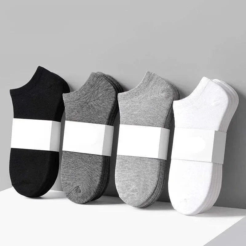 1-20pairs Wholesale Unisex Socks, Breathable Sports Socks, Solid Color Boat Socks, Comfortable Cotton Ankle Socks, White
