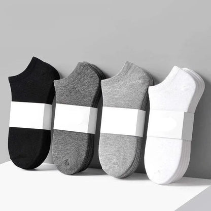 1-20pairs Wholesale Unisex Socks, Breathable Sports Socks, Solid Color Boat Socks, Comfortable Cotton Ankle Socks, White