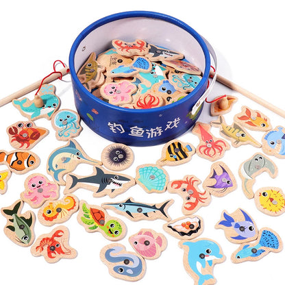 Magnetic Fishing Game for Kids – Wooden Marine Life Learning Toy