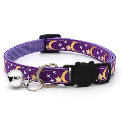 Cat Collar With Bell – Adjustable Breakaway Star Moon Collar