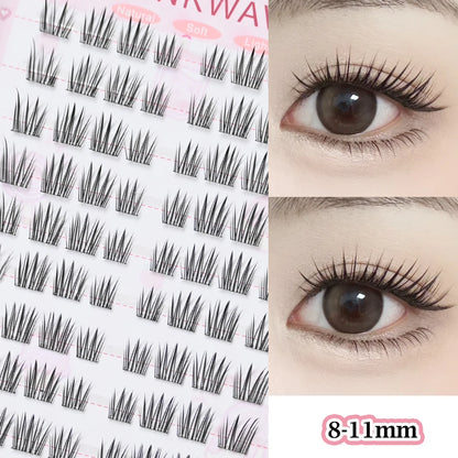No Glue Needed Idol False Eyelashes Large Capacity 7-9mm Self Adhesive Eyelashes tweezers DIY Lash Extension Cluster Lashes