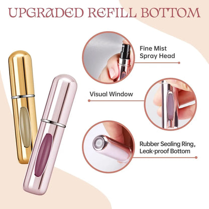 5ml Refillable Perfume Atomizer Spray Bottle – 5-Piece Travel Set