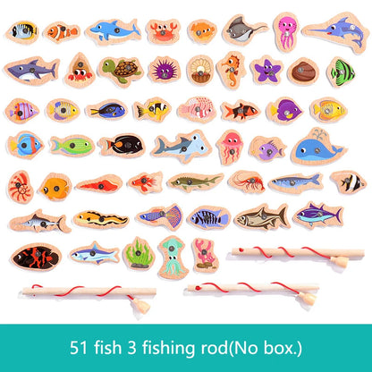 Magnetic Fishing Game for Kids – Wooden Marine Life Learning Toy