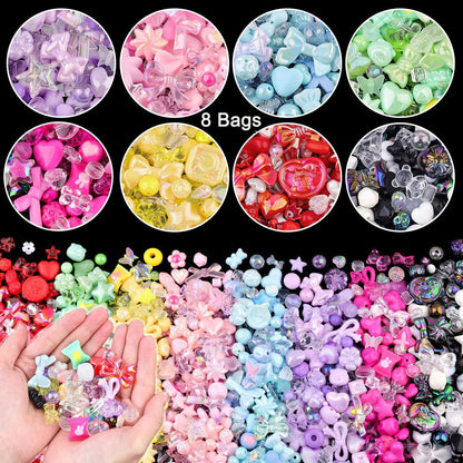 1bag Mixing Style Candy Color Acrylic Beads For DIY Handmade Bracelet Jewelry Making Phone Chain Accessories