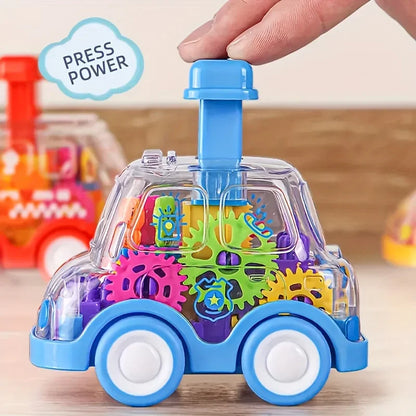 Transparent Gear Toy Car – Press and Go Inertial Vehicle