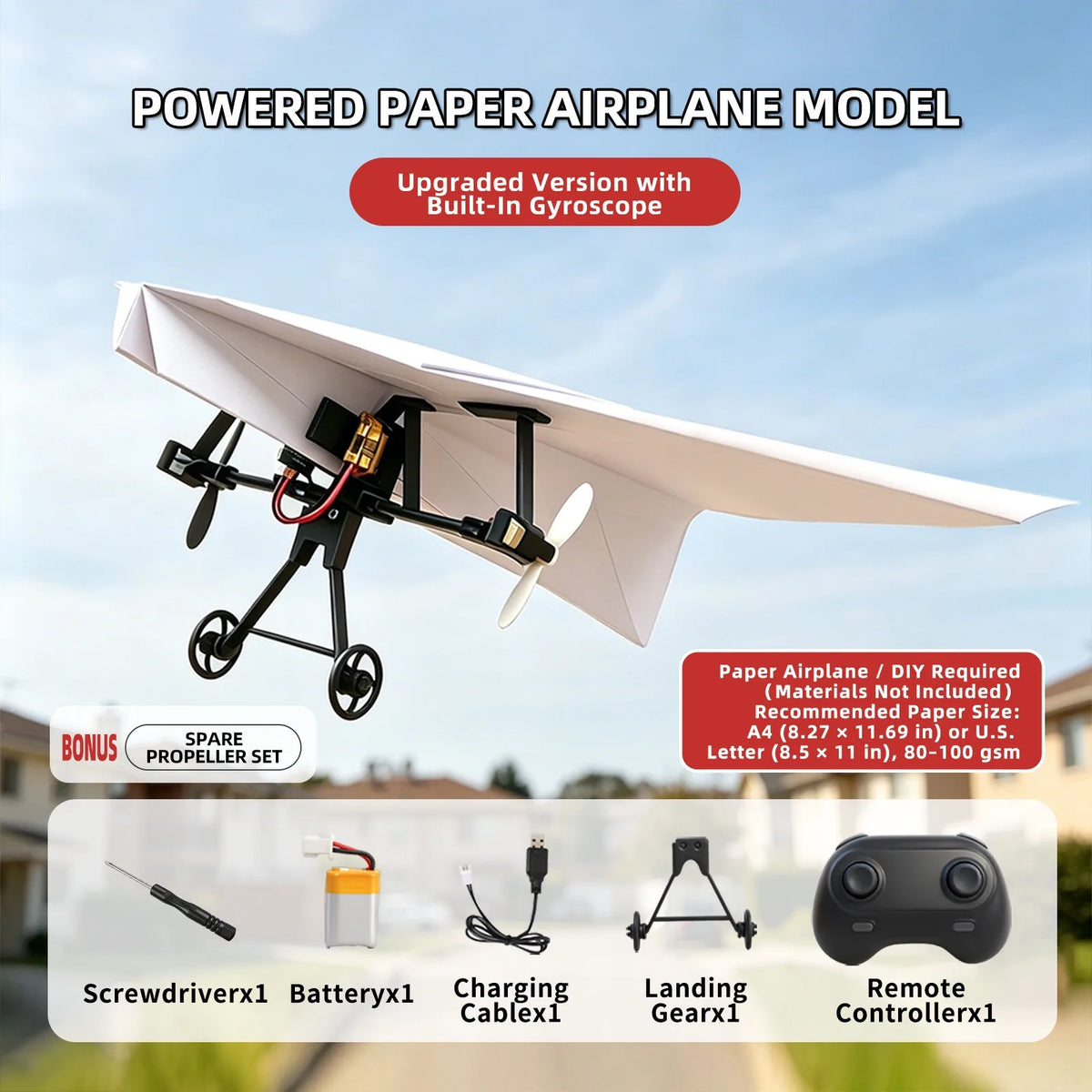 Remote Control Paper Airplane Kit with Electric Power
