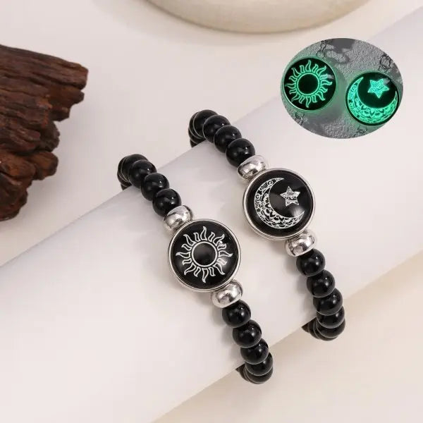 Sun Moon Couple Bracelets, Luminous Matching Rope Bracelets for Couples