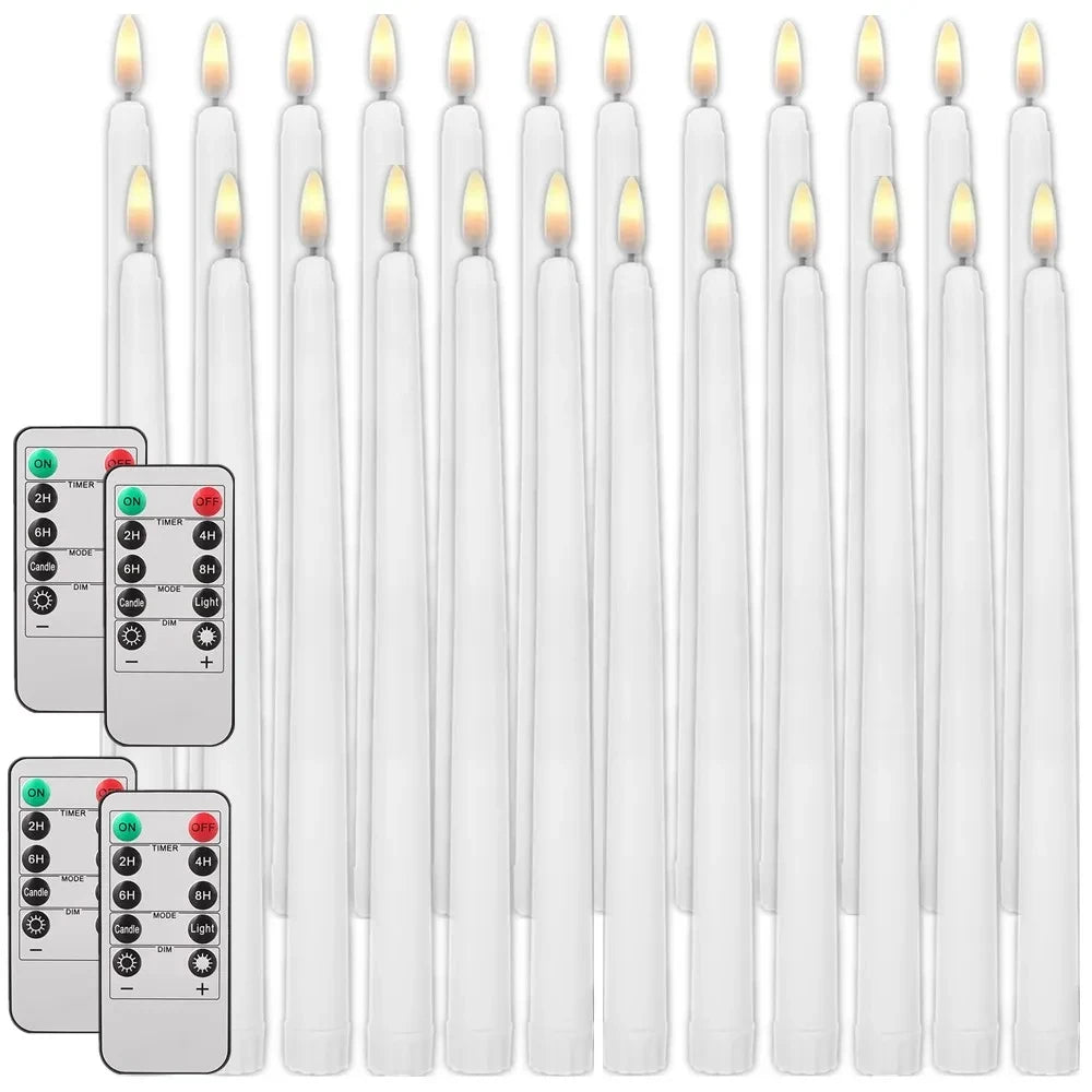 LED Flameless Taper Candles with Remote and Timer, 12/24 Pack