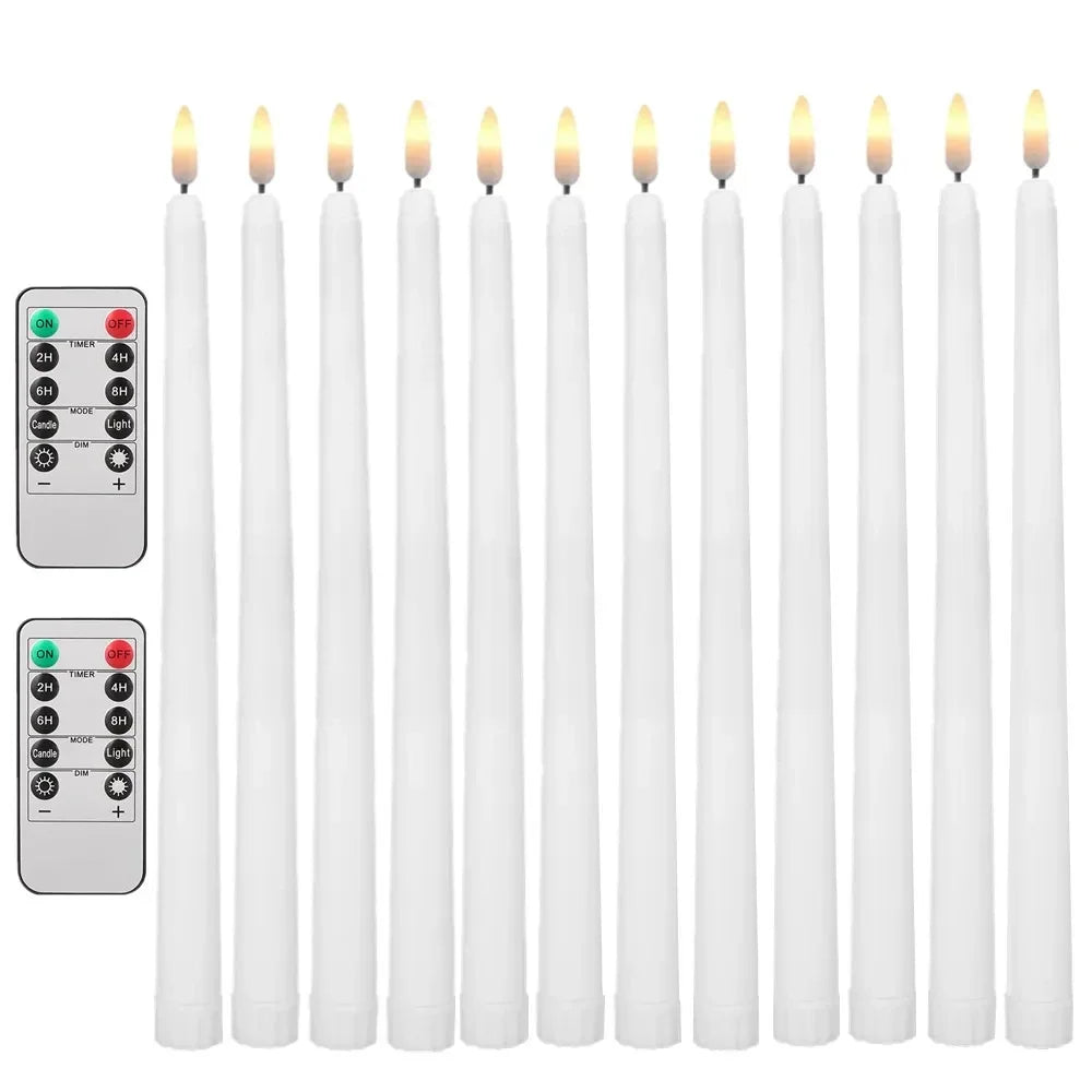 LED Flameless Taper Candles with Remote and Timer, 12/24 Pack