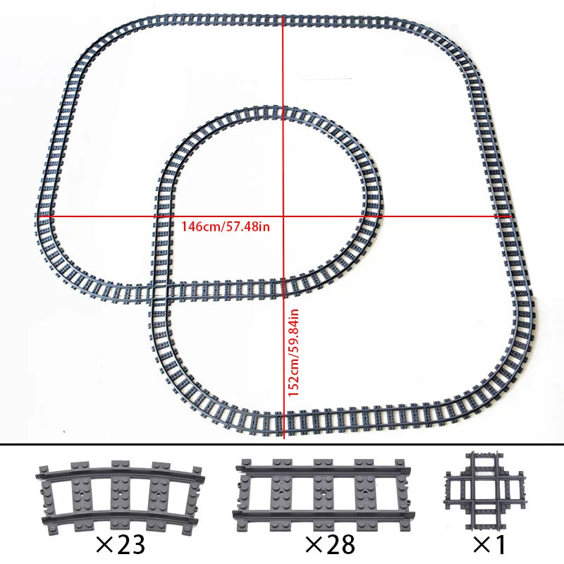 Train Track Building Blocks DIY Railroad Set for Kids &amp; Adults
