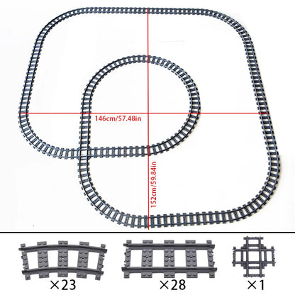 Train Track Building Blocks DIY Railroad Set for Kids &amp; Adults