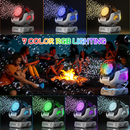 2025 Upgraded Version of the Bubble Machine with Remote Control, Automatic Rotation, and Rgb Lights, 1800Mah Rechargeable Battery, Type-C Charging, Suitable for Children, Weddings, Birthday Parties, and Outdoor Activities, Bu