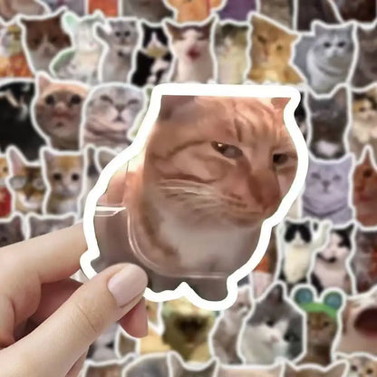 100pcs Funny Cute Cat MEME Animals Stickers Kawaii Decals Scrapbooking Notebook Luggage Laptop Skateboard Sticker Toy