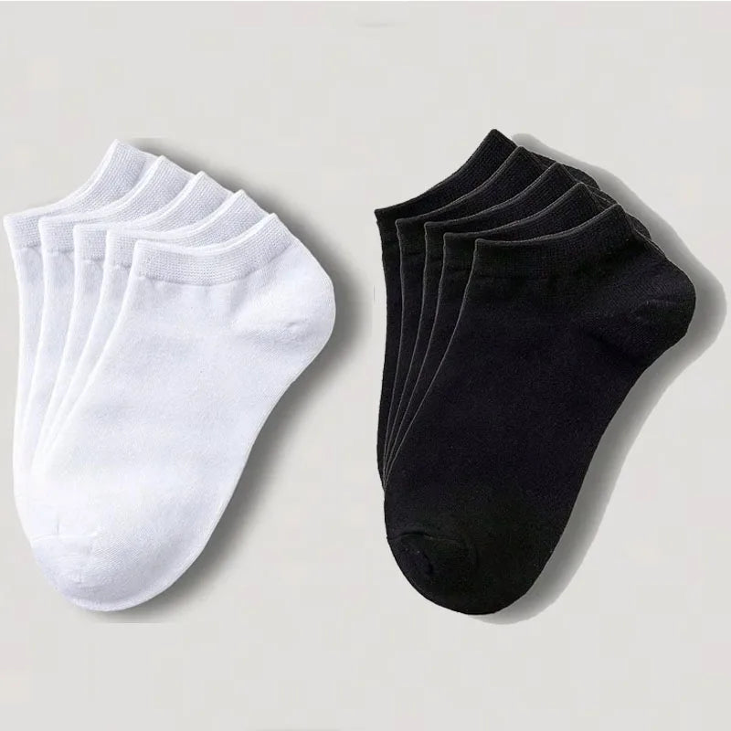 1-20pairs Wholesale Unisex Socks, Breathable Sports Socks, Solid Color Boat Socks, Comfortable Cotton Ankle Socks, White