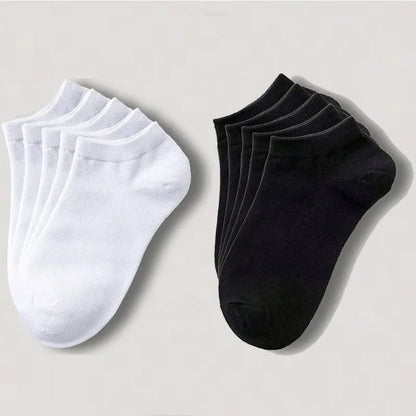 1-20pairs Wholesale Unisex Socks, Breathable Sports Socks, Solid Color Boat Socks, Comfortable Cotton Ankle Socks, White