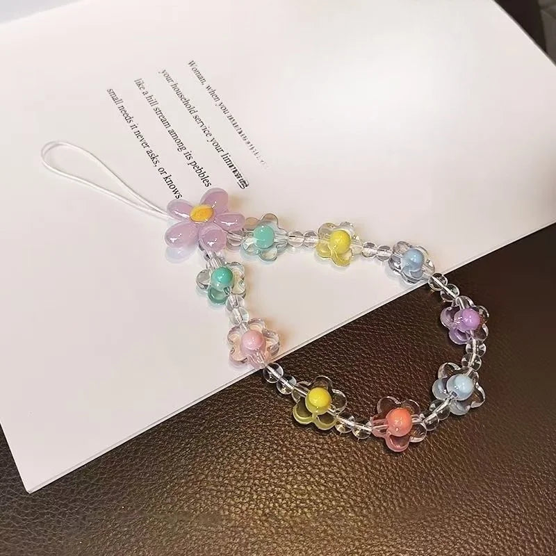 Phone Wrist Lanyard, Colorful Beaded Mobile Phone Strap