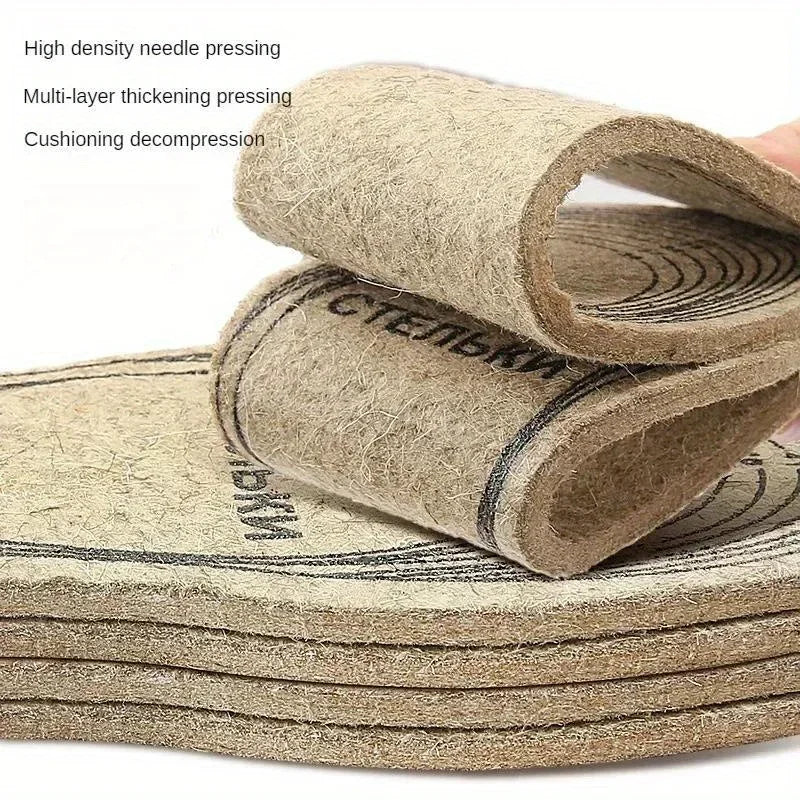 Wool Felt Insoles For Shoes Men Women Warm Shock-absorbing Insoles Shoes Pad Inlegzolen Heren Plantillas Adhesivas Para Zapatos