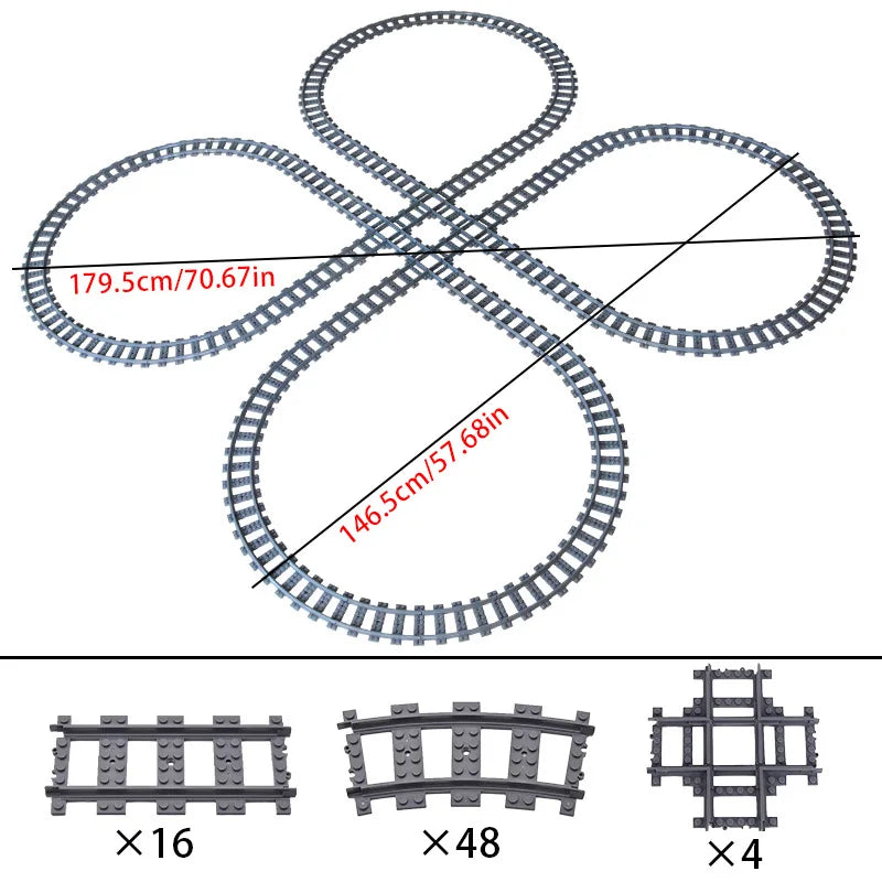 Train Track Building Blocks DIY Railroad Set for Kids &amp; Adults