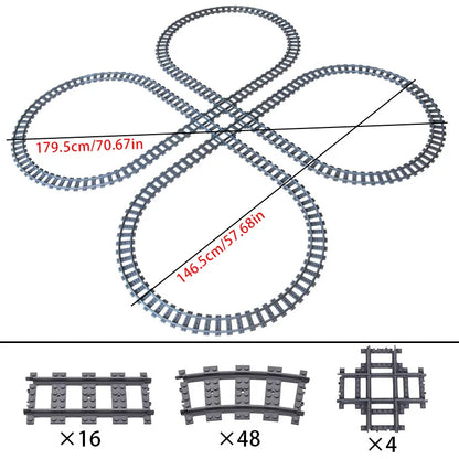 Train Track Building Blocks DIY Railroad Set for Kids &amp; Adults