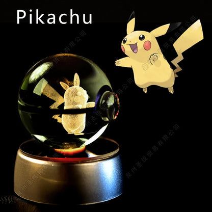 3D Crystal Ball Night Light – LED Glass Lamp with Colorful Base