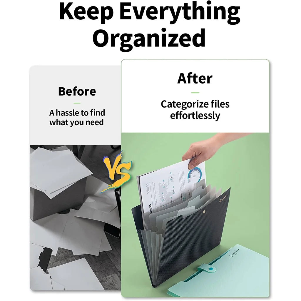 Expanding File Folder A4 5 Pocket Accordion Document Organizer