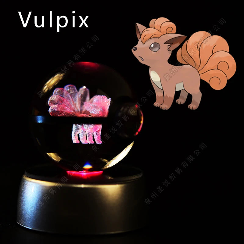 3D Crystal Ball Night Light – LED Glass Lamp with Colorful Base