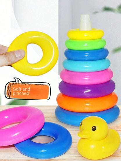 Rainbow Ring Toss Toy Stacking Circle Game for Kids