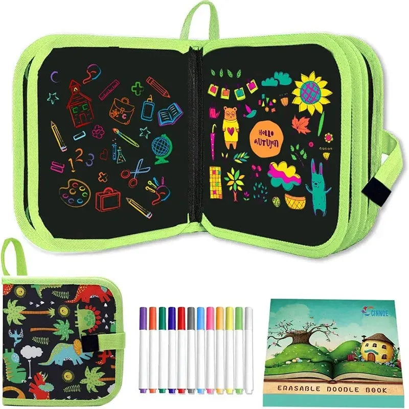 Erasable Drawing Book for Kids – Reusable Doodle Pad with Pens
