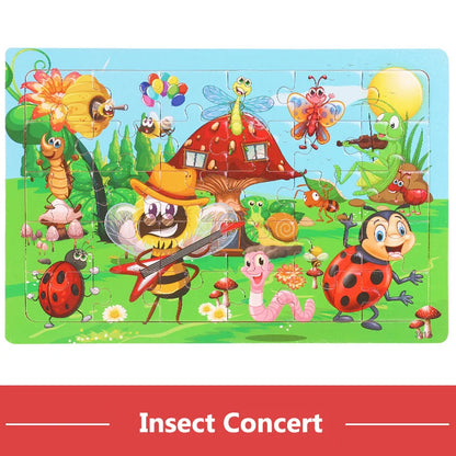 Wooden Puzzle Toys 30-Piece Animal Jigsaw Puzzle for Kids