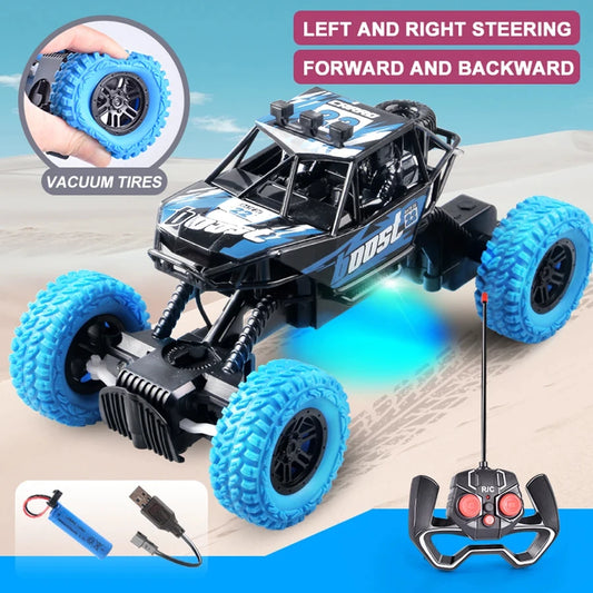 LED Off-Road RC Car with Flashing Lights & Rubber Tires