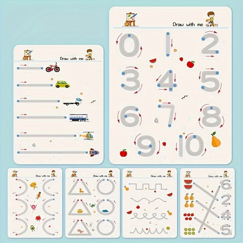 Reusable Tracing Workbook 34-Page Handwriting Practice Book for Kids
