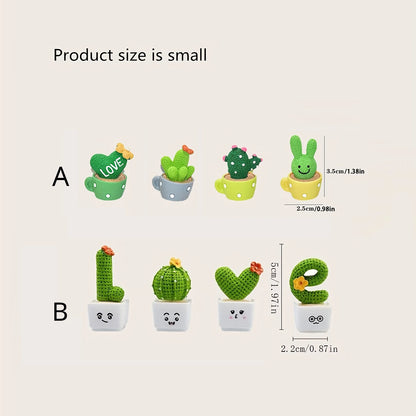 Mini Resin Cactus Decor – Set of 4 Succulent Plant Figurines