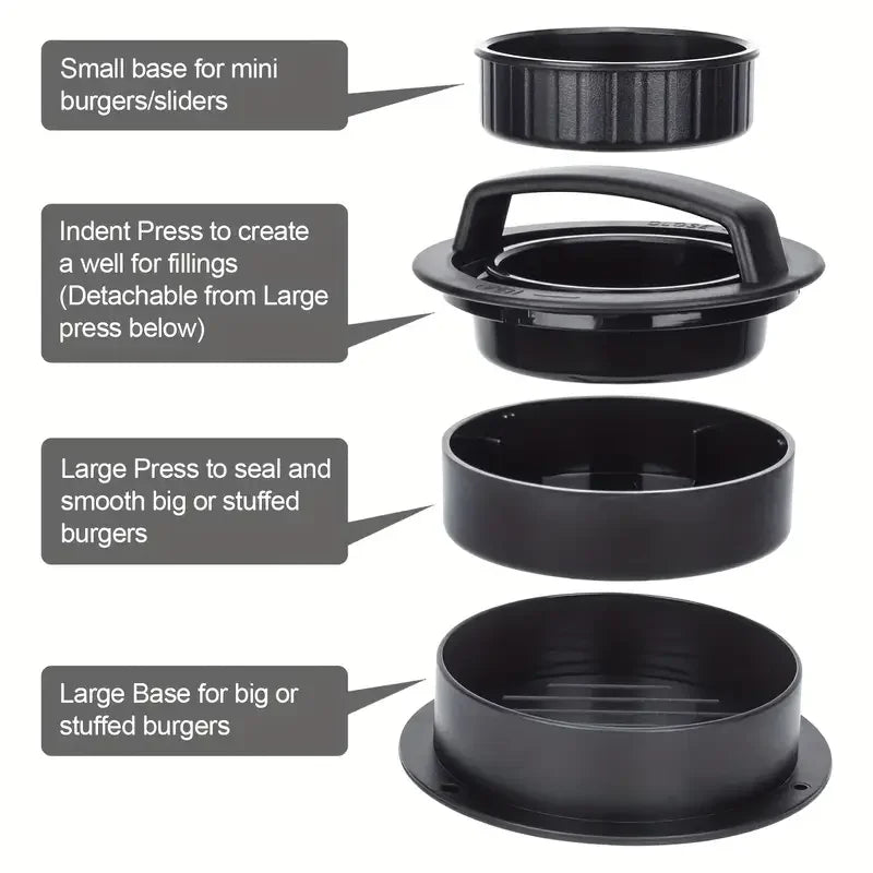 Burger Press, 3-in-1 Hamburger Patty Maker & Stuffed Burger Mold
