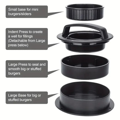 Burger Press, 3-in-1 Hamburger Patty Maker & Stuffed Burger Mold