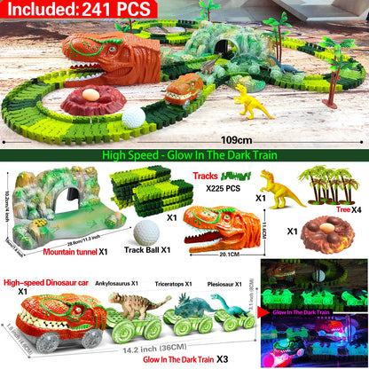 Dinosaur Race Track Toy Set – Flexible Track and Racing Car