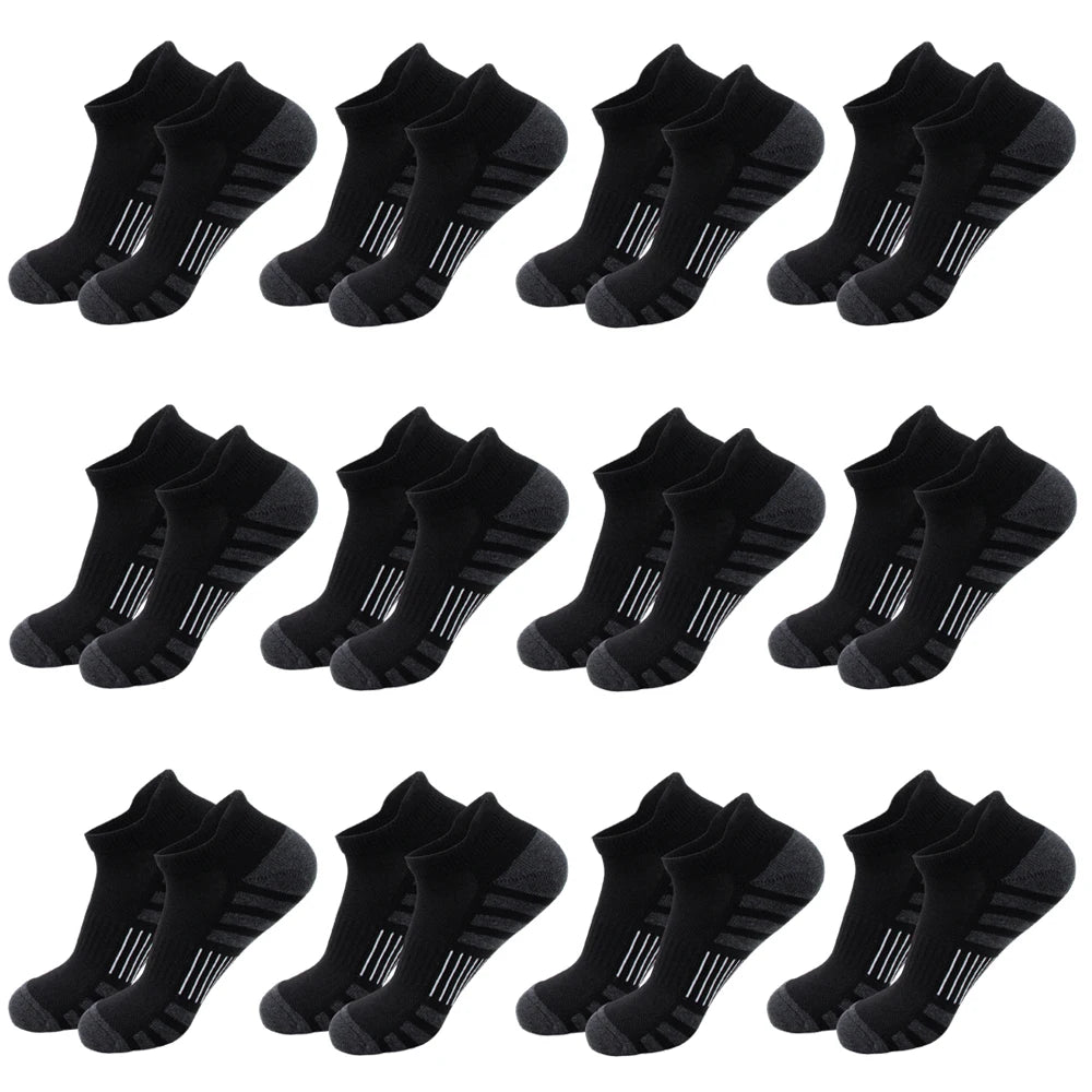 6/24Pairs Ankle Athletic Running Socks Cushioned Breathable Low Cut Sports Tab Socks For Men And Women