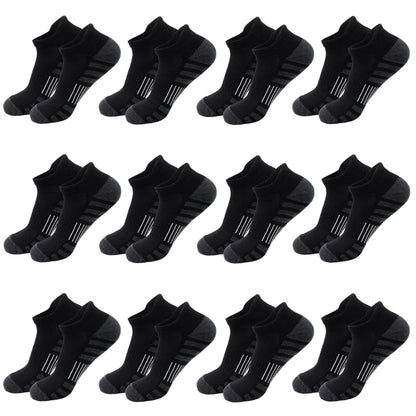 6/24Pairs Ankle Athletic Running Socks Cushioned Breathable Low Cut Sports Tab Socks For Men And Women