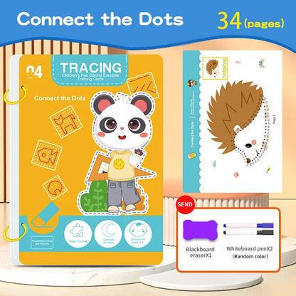 Reusable Tracing Workbook 34-Page Handwriting Practice Book for Kids