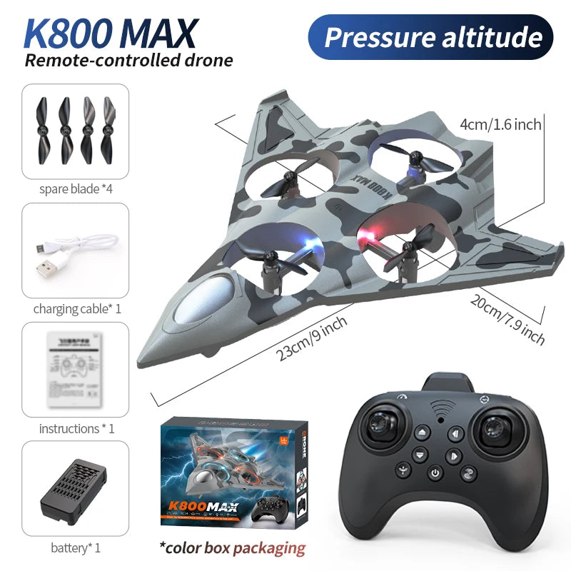 K500 MAX RC Plane – 2.4GHz Foam Stunt Glider with LED Lights