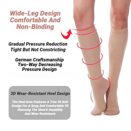 Compression Socks Medical Prevent Varicose Veins Toeless Support Hose For Women Men Calf Stockings Shaping Graduated Pressure