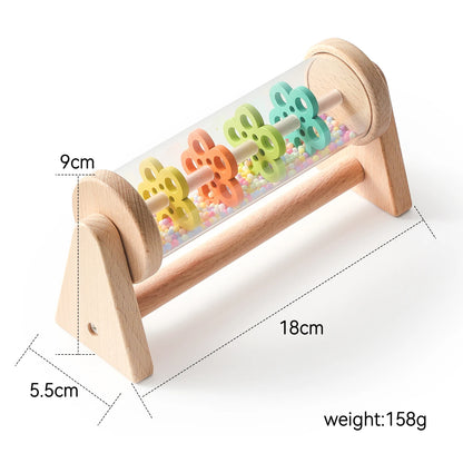 Baby Rain Stick Wooden Sensory Rattle with Colorful Beads