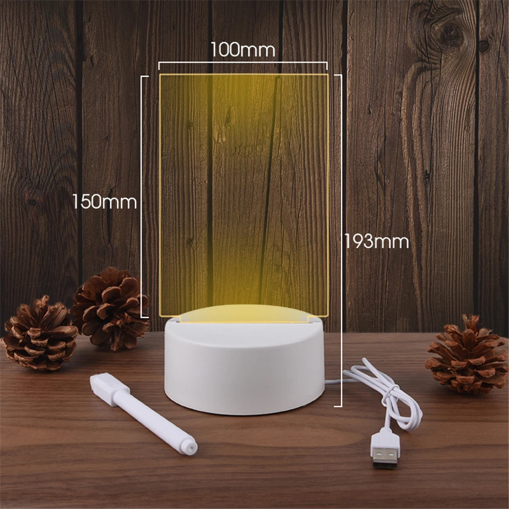 LED Message Board Night Light – USB Acrylic Write-On Lamp