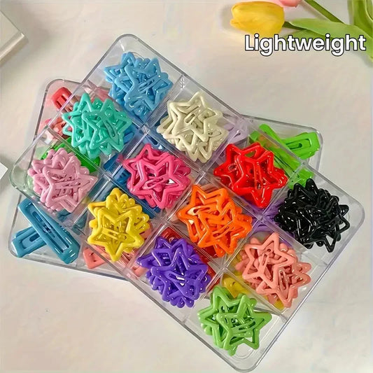 Star Hair Clips Set with Hollow-Out Alloy Design for Girls