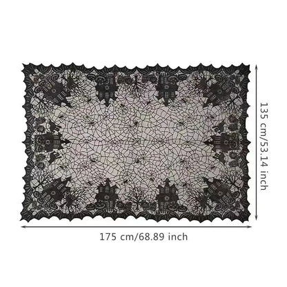 Halloween Spider Web Table Runner – Black Tablecloth Decor